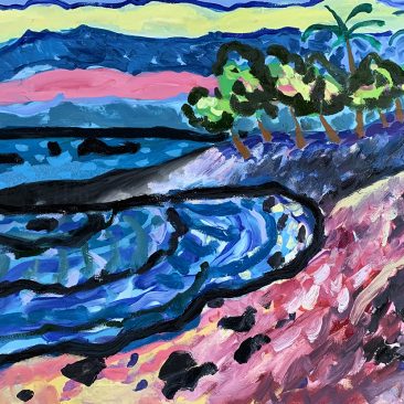 Makalawena Beach, Big Island of Hawaii, Acrilyc and Oil on Canvas, 70×100 cm. 2016