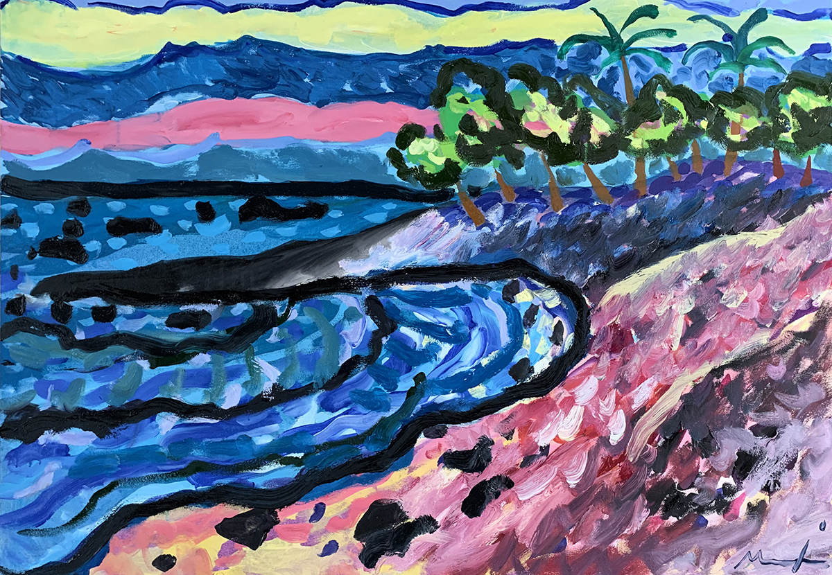 Makalawena Beach, Big Island of Hawaii, Acrilyc and Oil on Canvas, 70×100 cm. 2016