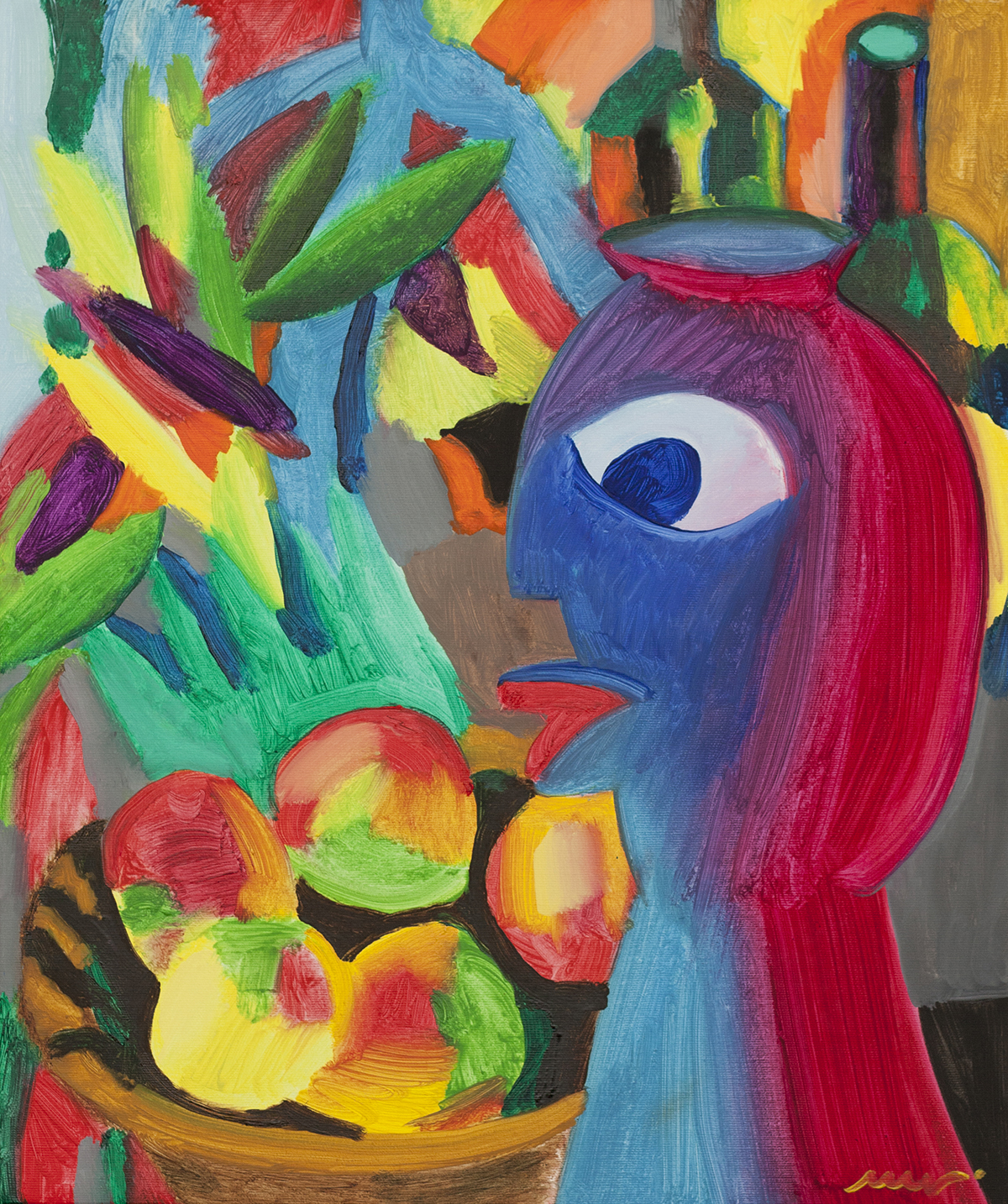 Still Life with Apples and a Vase, Oil on Canvas, 55x46 cm. 2019