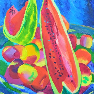 Still life with Watermelon, Oil on Canvas, 70x50 cm. 2016