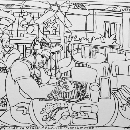 “THE NUMBERS GUY”, CAFE DU MONDÉ, N.O.L.A. USA, FRENCH MARKET, ‘23.
While I was sketching on Bourbon Street I met this guy, he was talking about the Numbers Universe. We sat at Cafe Du Mondé and I did a sketch of him writing numbers.
Original B&W Sketch. Created, Signed and Dated on the front by me.
Cretacolor graphite pencil on Daler Rowney Smooth Cartridge Drawing Acid Free Paper, 220gsm. Size: A3.; Unframed. Protected with Winsor & Newton UV Archival Fixative.
If you'd like to purchase the original artwork or print option, please head to the shop section of this website or message me through the CONTACT form for custom print orders of this original artwork. 