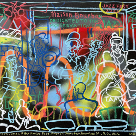 “MAISON BOURBON”, JAZZ & HERITAGE FEST, FRENCH QUARTER, BOURBON ST., N.O., USA., ‘23.
Here is another sketch from in between the weekends of Jazz Fest. Found this bar Maison Bourbon at Bourbon Street, just wandering around. The place & the band were amazing!
Original Painted Sketch, Created, Signed & Dated by me. Spray Cans (Molotow Water Based Acrylics; Liquitex Water Based Acrylics & Molotow Water Based Markers on Hand Painted Paper G.f Smith Naturalis, Matt Absolute White Paper, 330gsm., Size: A3 cm., Unframed.
If you'd like to purchase the original artwork or print option, please head to the shop section of this website or message me through the CONTACT form for custom print orders of this original artwork. 