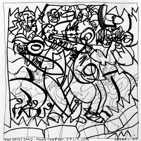 “TBC BRASS BAND”, MAPLE LEAF BAR, N.O.L.A., USA, ‘23.
My music adventures continue as I keep hopping from bar to bar to sketch the New Orleans music.
Original B&W Sketch. Created, Signed and Dated on the front by me.
Molotow pens on Paper Sennelier Drawing Acid Free Paper, 92gsm. Size: 32x32 cm.; Unframed. Protected with Lascaux UV Archival Varnish.
If you'd like to purchase the original artwork or print option, please head to the shop section of this website or message me through the CONTACT form for custom print orders of this original artwork. 